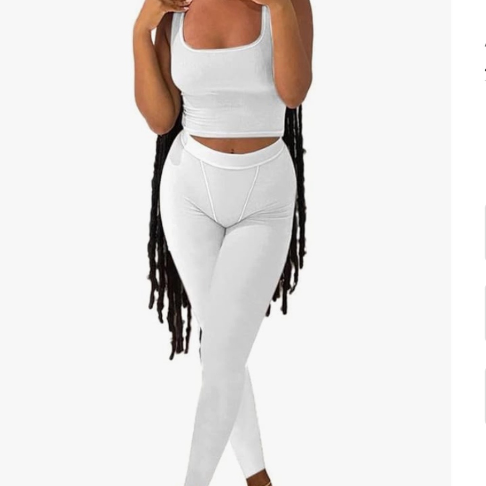 Two Piece Lounge Set Tank/Leggings in White
